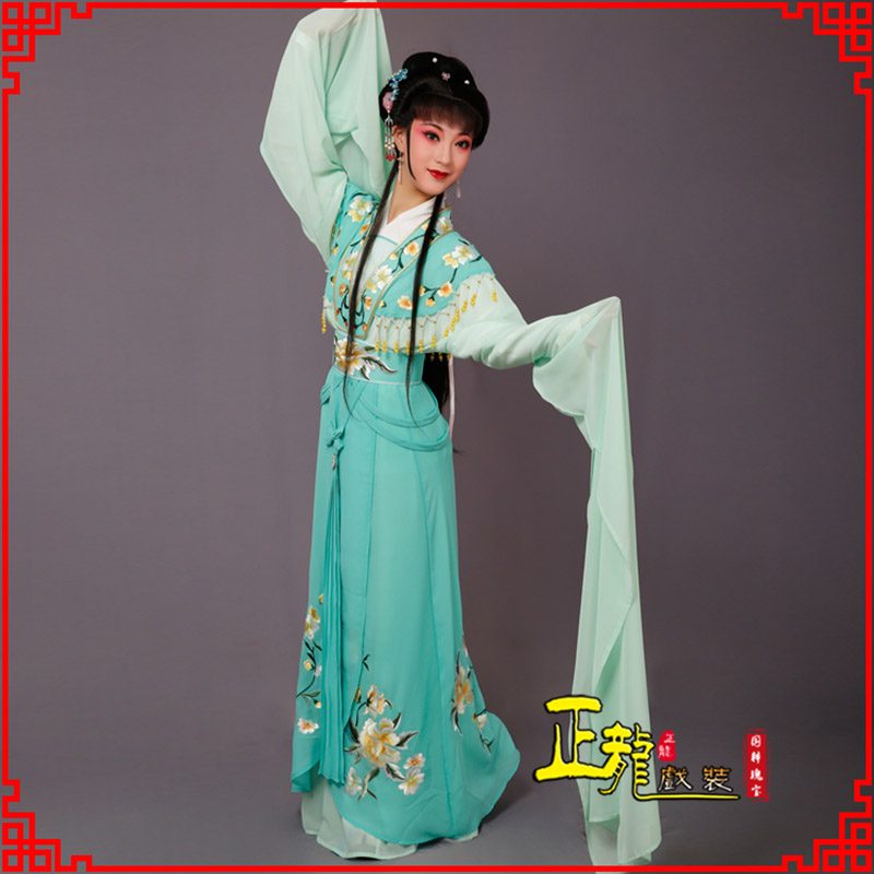 古冶青衣水袖戏服演出服 云肩花旦衣